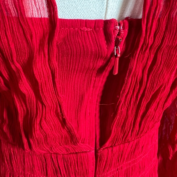 Long sleeve chiffon Red Mini Dress - Picture 4 of 14